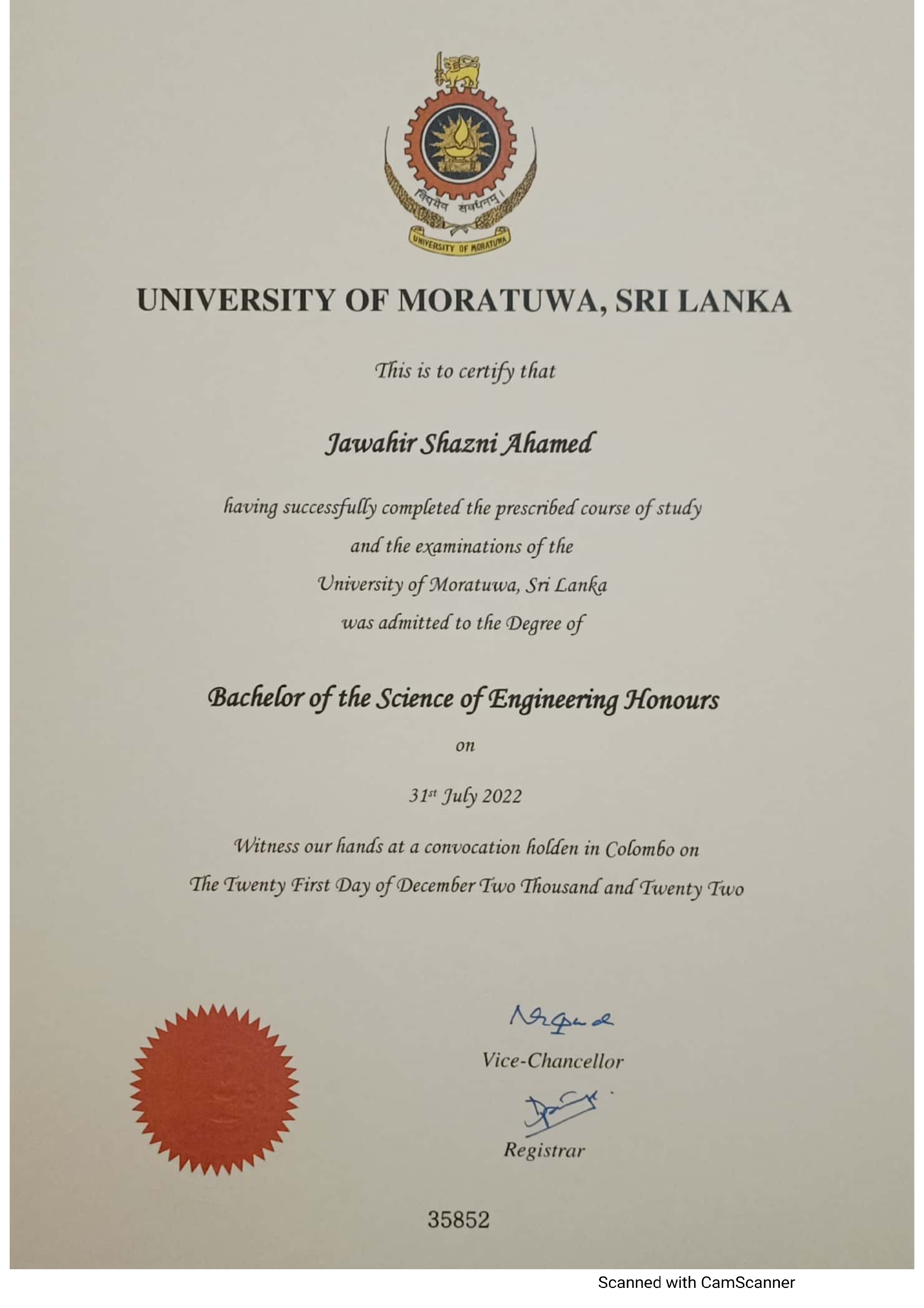 Degree Certificate